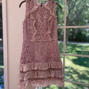 Tiered , lace ,  maxi length pink/ mauve dress
